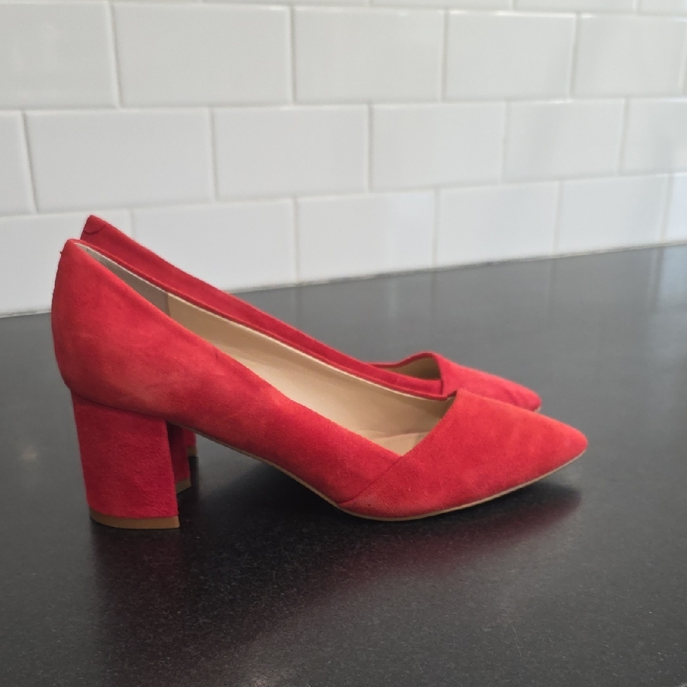 Marc Fisher Red Suede Block Heels